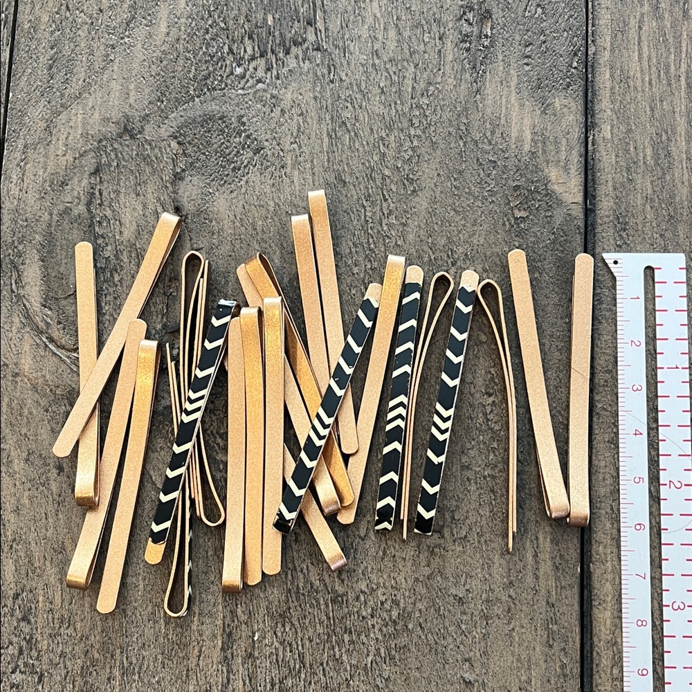 Metallic Gold and Black Chevron Bobby Pin Set